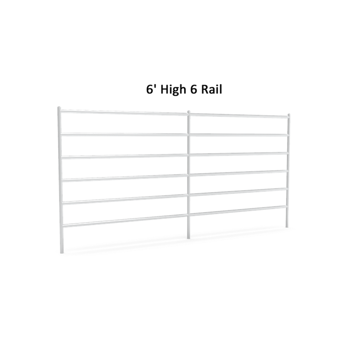 a drawing of 6' heigh 6 rails corral panels