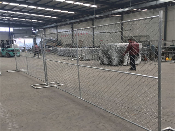 galvanized temporary chain link fence installed in our workshop