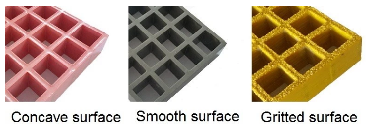 grille moulée surface concave, lisse et granuleuse