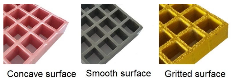 moulded grating concave , smooth, gritted surface