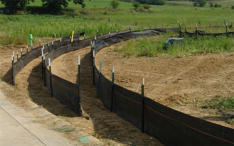 silt fence installed with T post