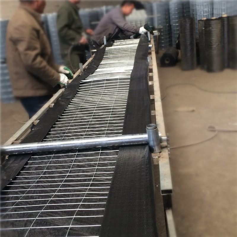 the weld mesh backed process of black silt fence