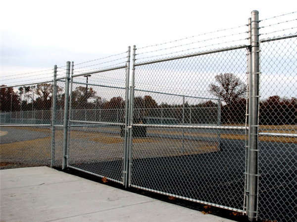 galvanized chain link fence gate installed with panels