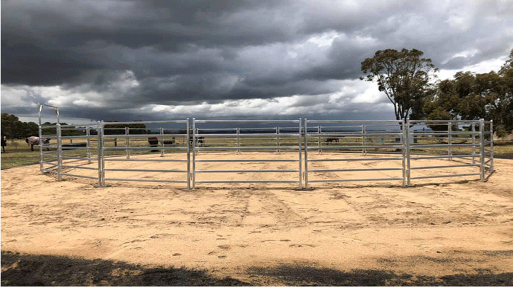 Galvanised horse panels installed into a horse yard