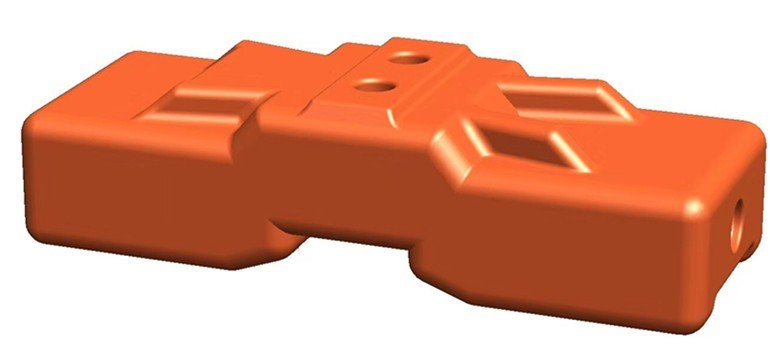una imagen de pies de moldeo por soplado de color naranja para una cerca temporal