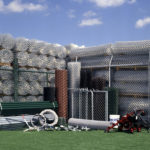 chain link fence rolls with pipes, gate and fittings