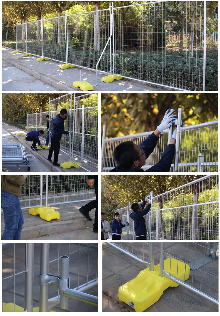Les ouvriers installent la clôture temporaire