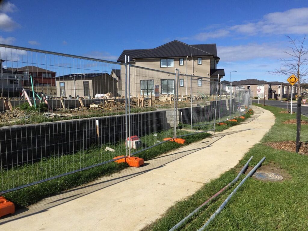 some temporary fence around construction site