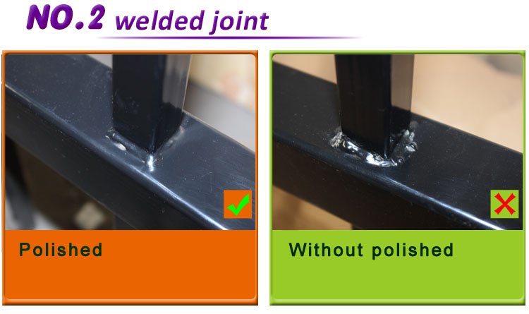 The polished welding points of modern pool fencing