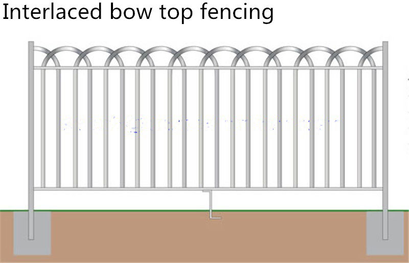 A drawing of Interlaced bow top fencing