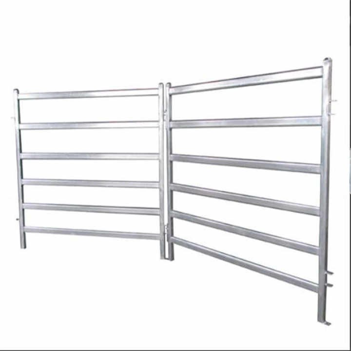 two galvanized livestock panels connedted