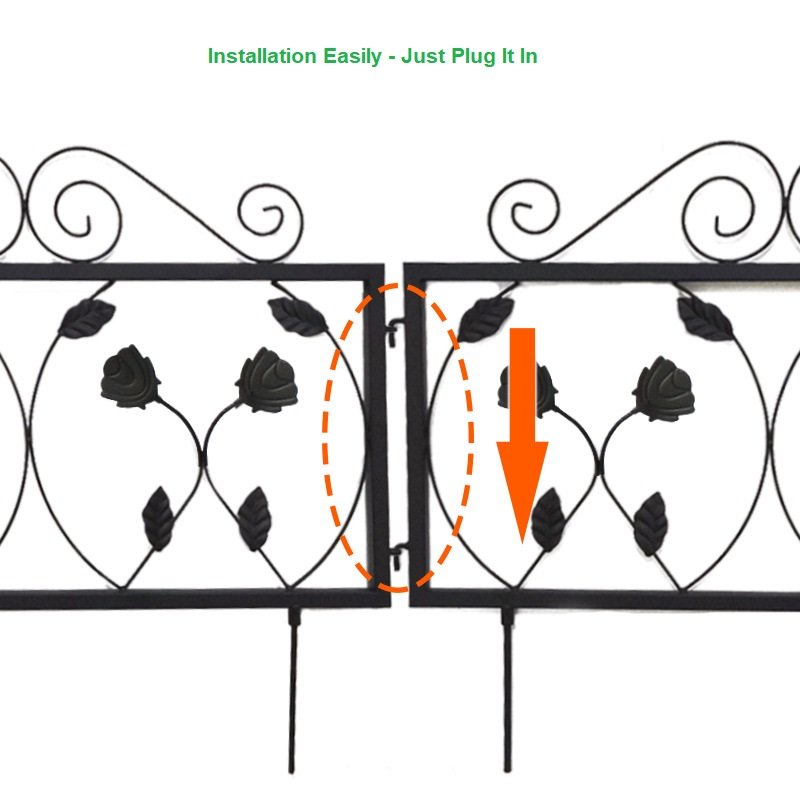 a drawing showing the installation of garden border fence