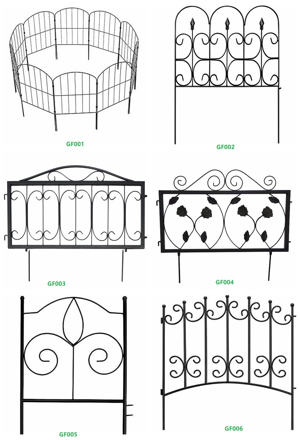 6 types of garden fence showing