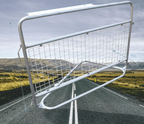 a hot dip galvanized police barrier on the road
