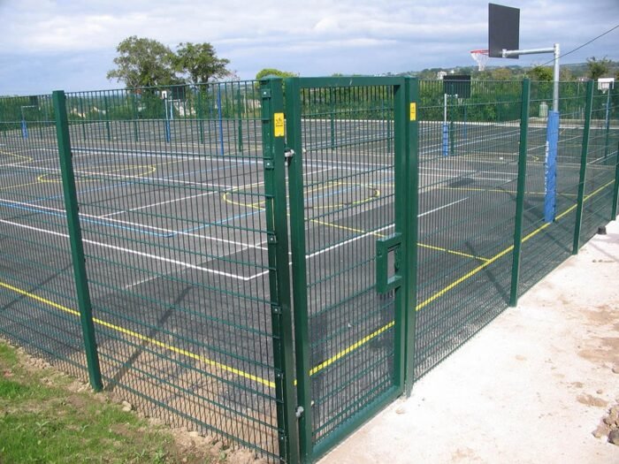 The green gate of double loop fencing