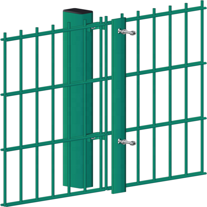 The post connedts double wire mesh fence panel with bar and clamps