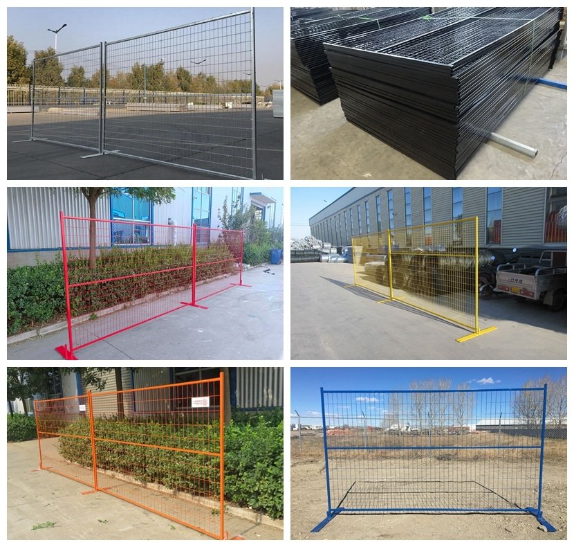 Canada Temporary fence different colors: galvanizing, black, red, yellow, orange, and blue.