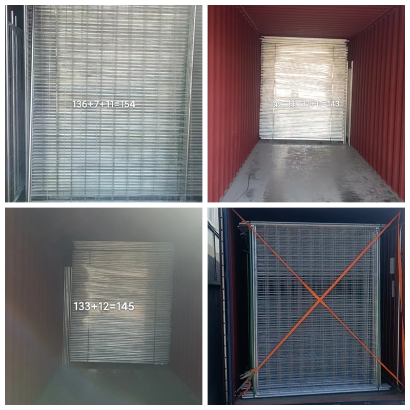 The galvanised temporary fence panels loaded in 1x40'HC