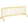 Powder coated yellow event barricade with bridge base