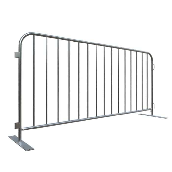 A picture of crowd control fencing with flat feet