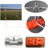 fence construction, clamps, anf orange temp fence blocks