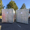 The temporary fence panels pasked in steel pallets.