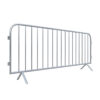 The galvanized metal barricades with cross feet