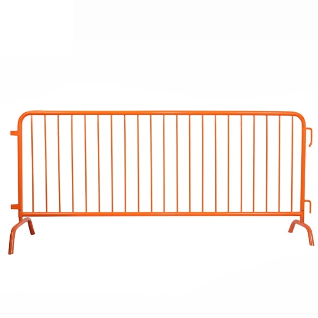 The powder coated steel barricade with bridge bases.