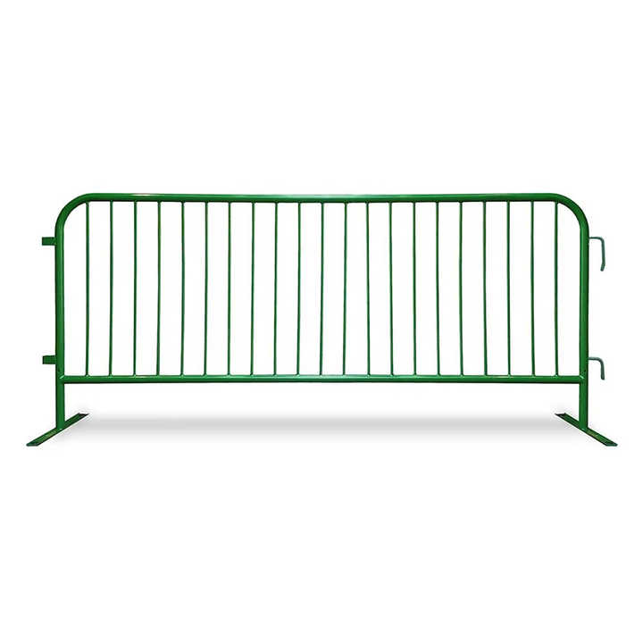Powder coated green color of crowd barriers for sale with flat bases