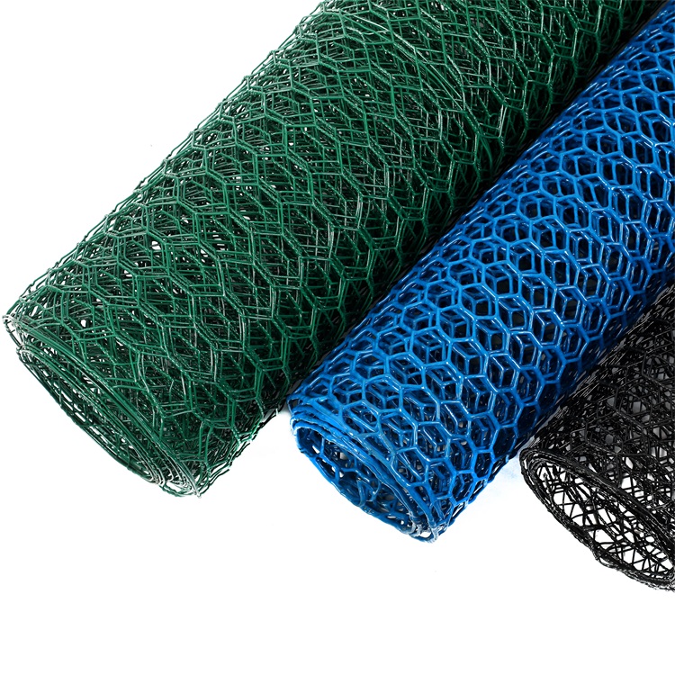 The pvc coated green, blue, and black hexagonal chicken wire mesh