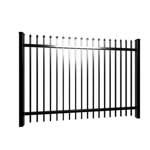 a picture of powder coated steel picket fence