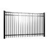 The powder coated black spiked metal fence