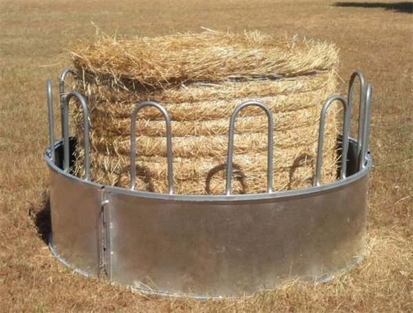 feeder and hay for cattle