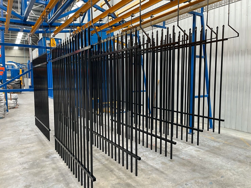 steel picket fence powder coated black color