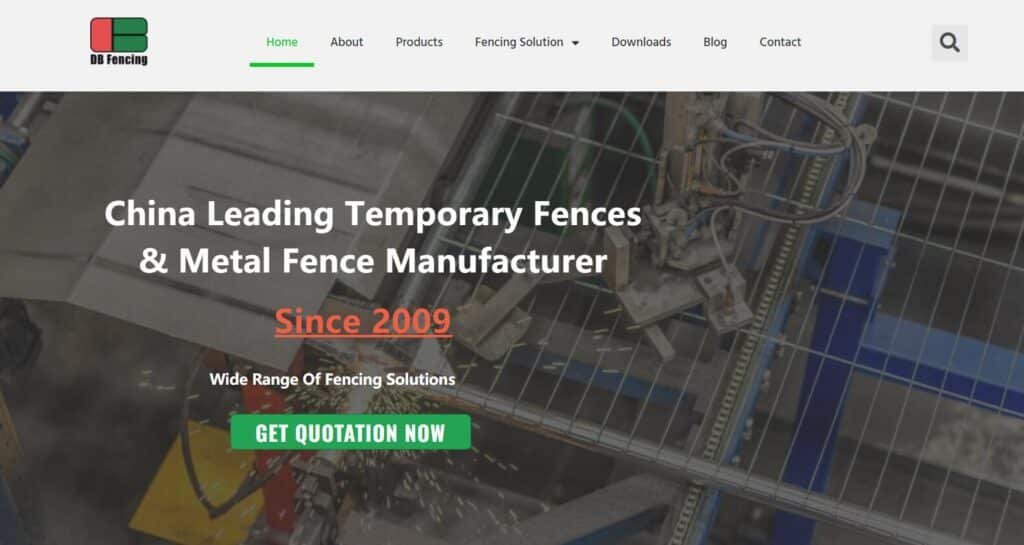 Krótki ekran strony internetowej firmy DB Fencing