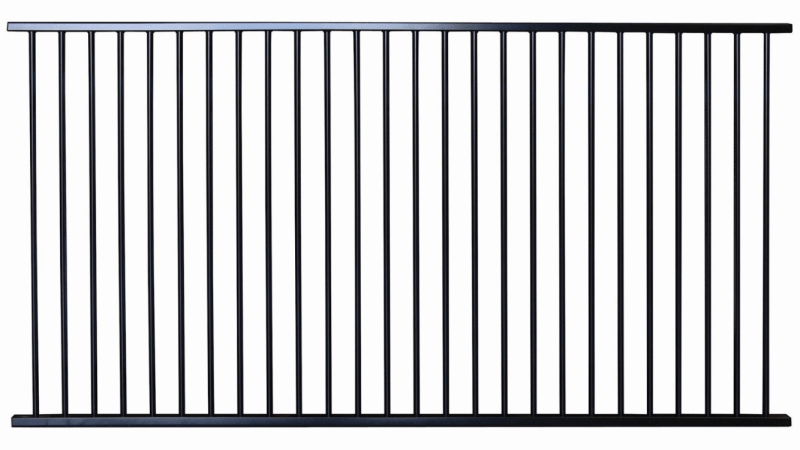 Sleek black tubular steel fence