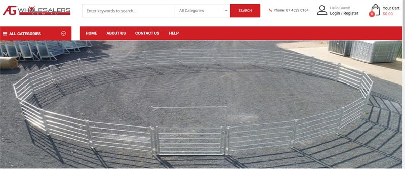 website of AG Wholesalers