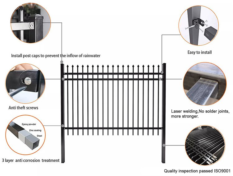 Les accessoires de clôture tubulaire en acier