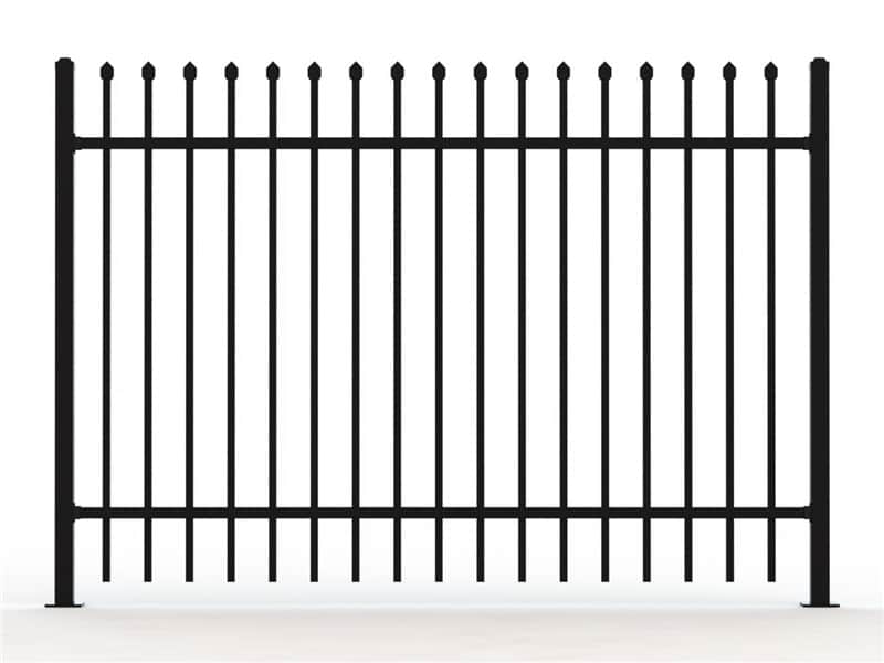 A drawing of Black powder coated steel picket fence