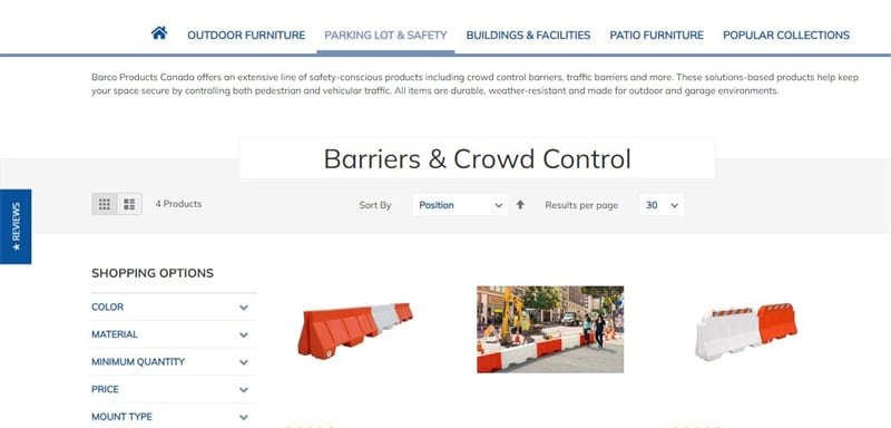 The website of barcoproducts company.
