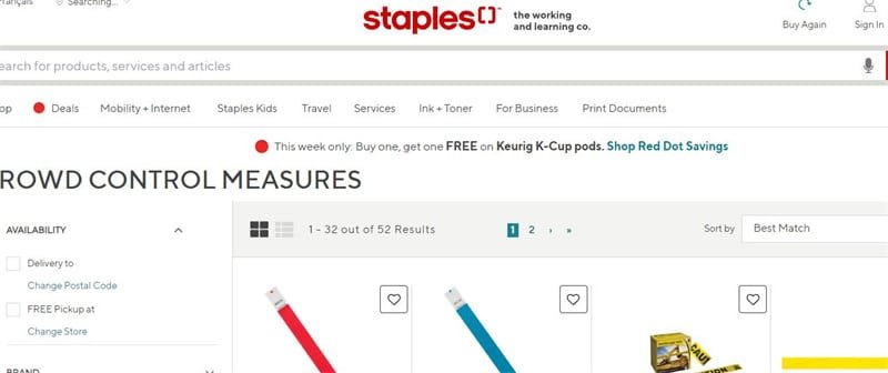 The website of staples company.