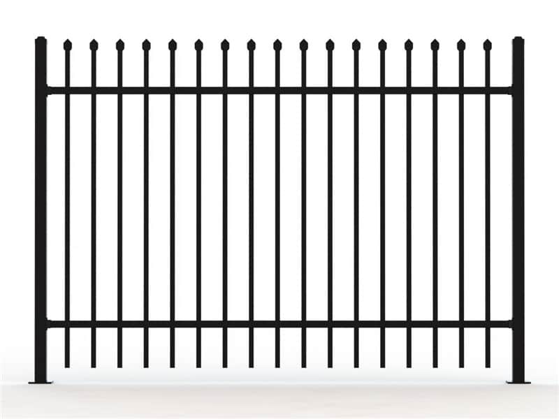 A drawing of Black powder coated steel picket fence