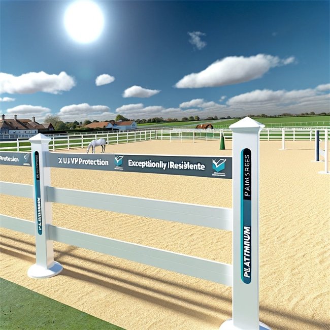 Here is the image highlighting the exceptional UV protection and resilience of the Platinum Series PVC fencing.