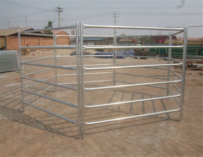 round pipe livestock panels made up a yard.