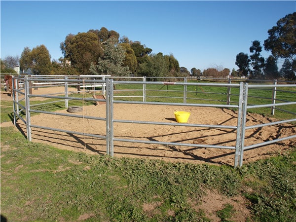 Lighter Horse Fence Gate with horse panels installed grassland.