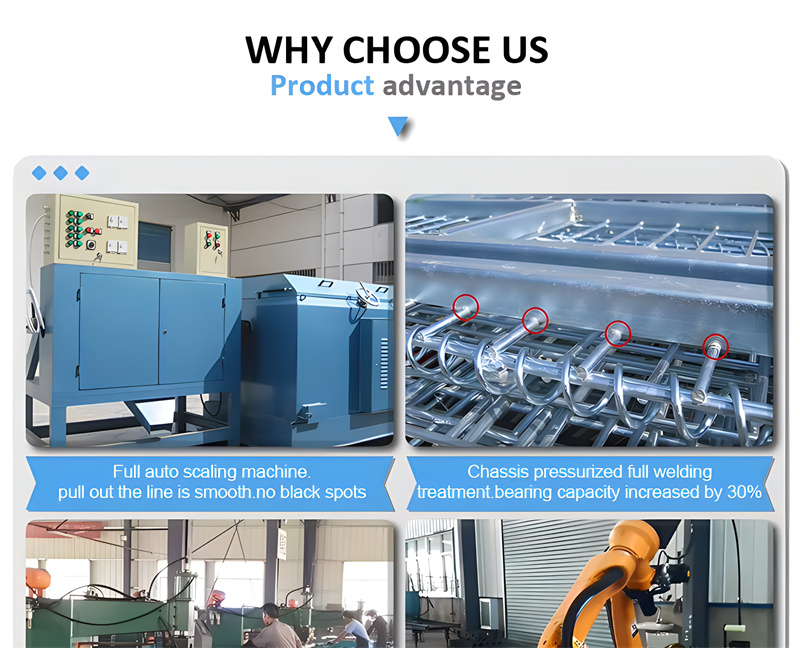 Why Choose Us - Product Advantage: Full auto scaling machine for smooth line pullout with no black spots. Chassis pressurized full welding treatment increases bearing capacity by 30%.