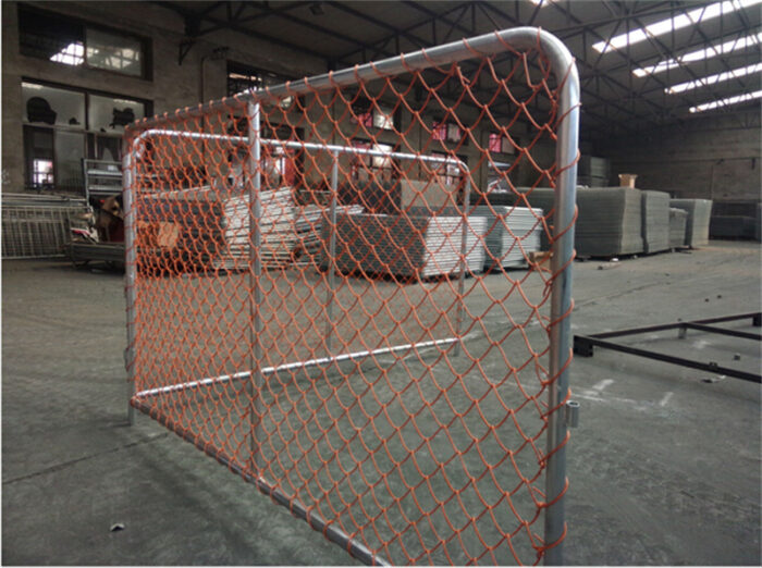 The orange barriers installed on the factory ground.