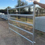 Individual galvanized steel panel showcasing oval rail design for cattle yards.