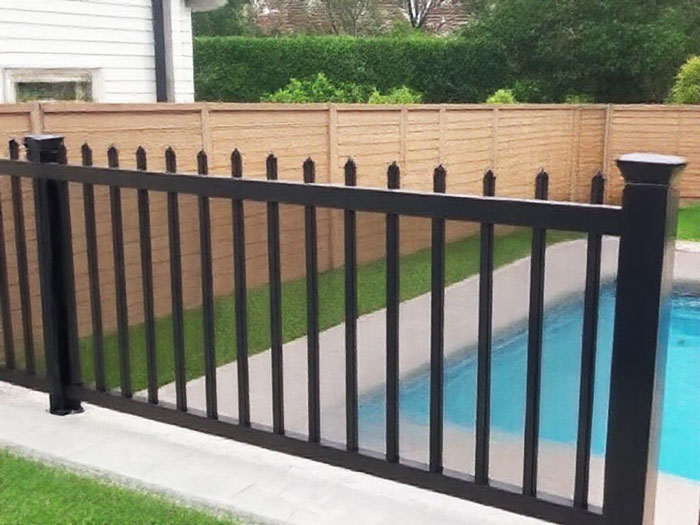 Premium Black Aluminium Flat Top Pool Fencing Installation