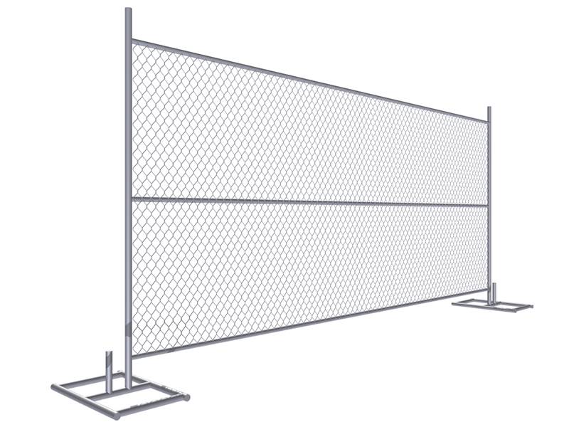 Temporary chain link fence with horizontal brace